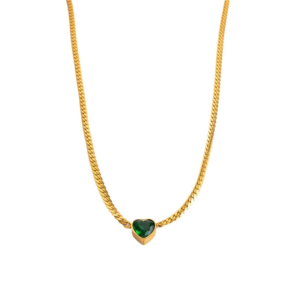 Wholesale Vintage Stainless Steel Diamond Heart Choker Necklaces  ACC-NE-YuHui002