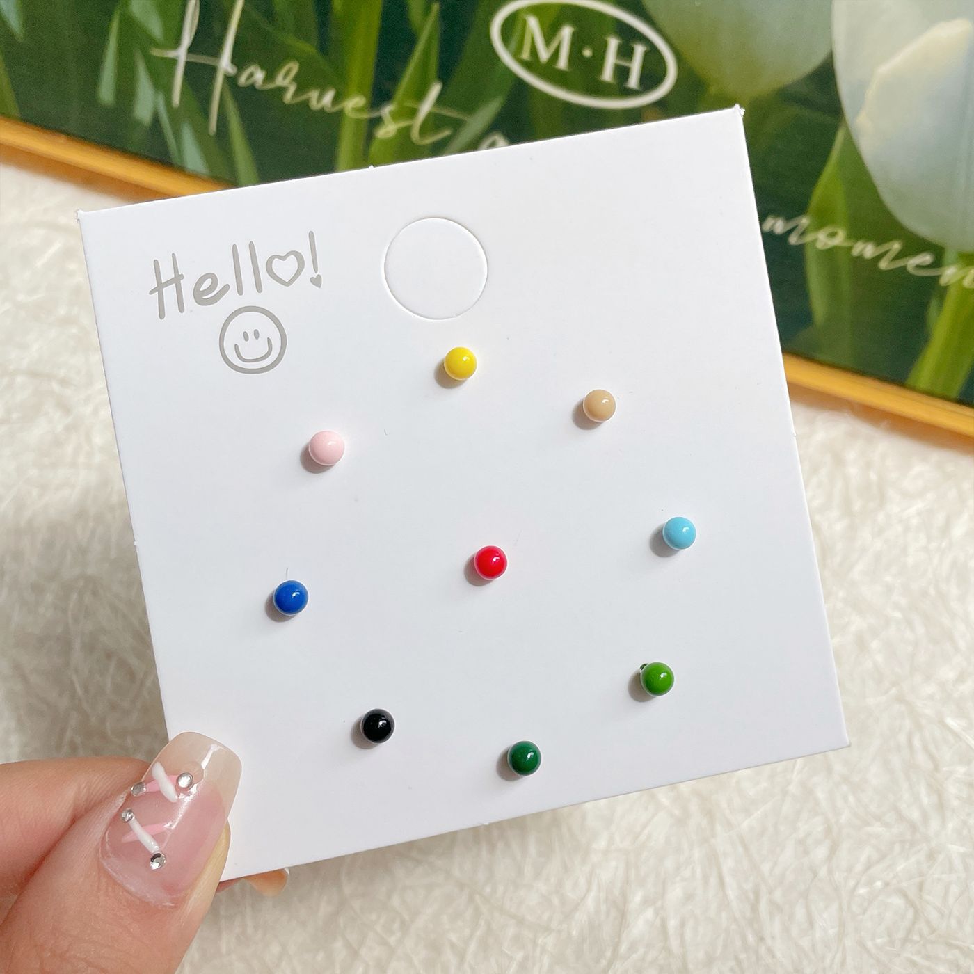 Wholesale Sweet and fresh silver needle small floral and fruit earrings