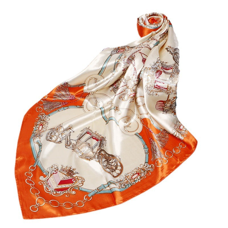 Wholesale Carriage Print Satin Square f Women Fashion Accessory Boutique Resale