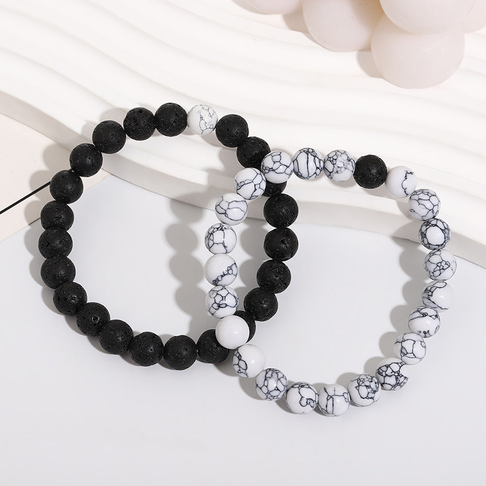 Wholesale Trendy Turquoise Couple Bead Bracelet Handmade Fashion Jewelry Accessory Gift