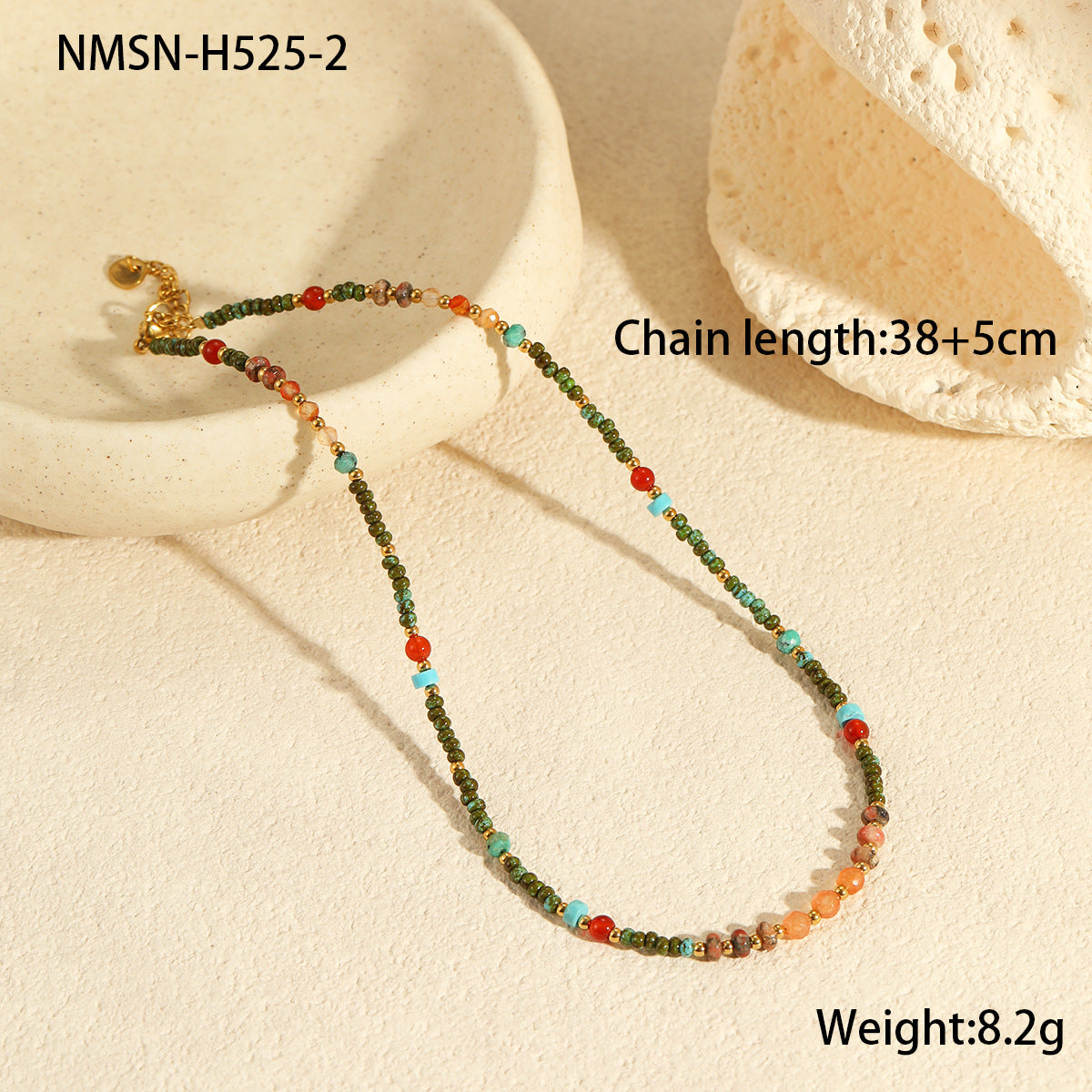 Wholesale  Light Luxury  Natural Stone Necklace Stainless Steel Clavicle Chain