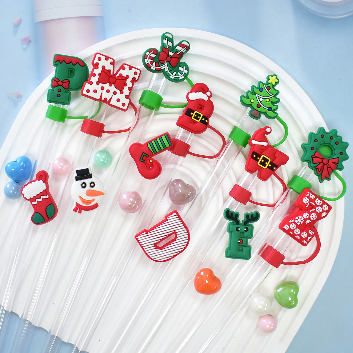 Wholesale Random 100pcs Christmas Series Party Decoration 10mm Straw Covers ACC-SCR-RYY062