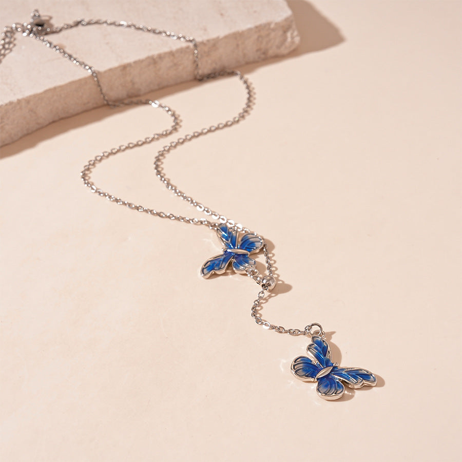 Wholesale Oil dripping metal butterfly geometric chain