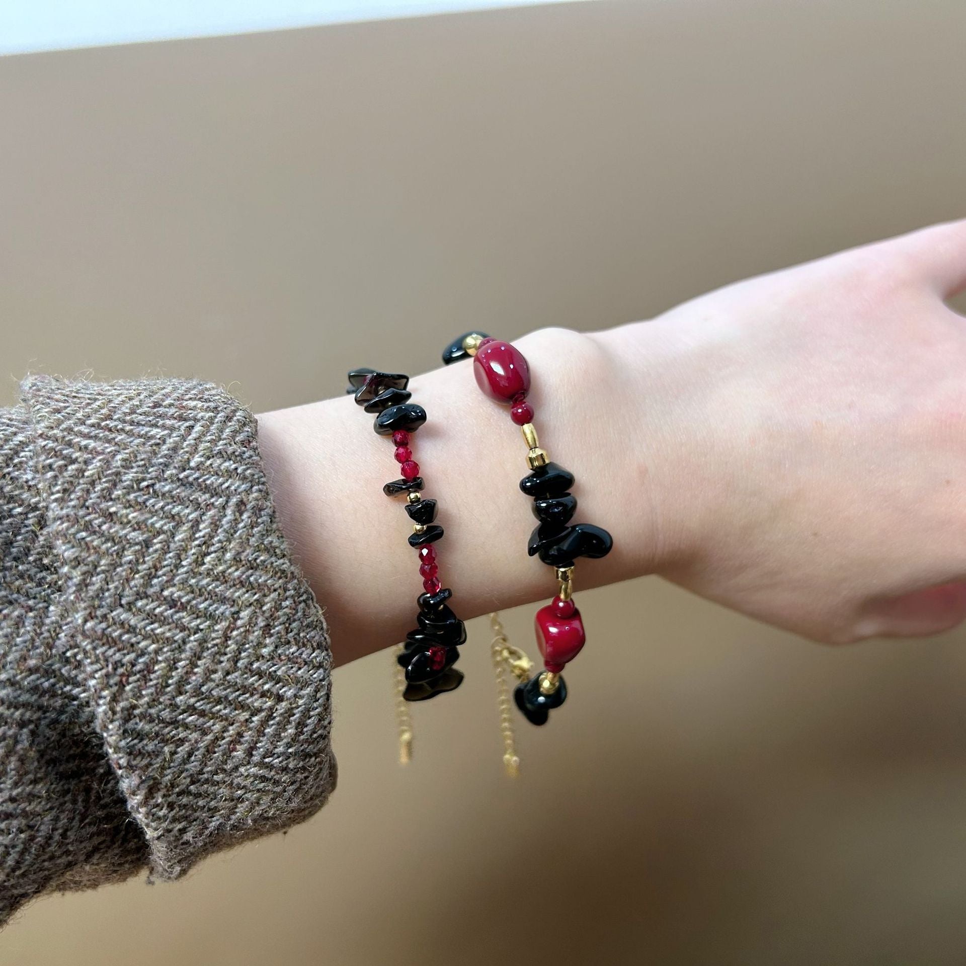 Wholesale Stainless Steel  Natural Stone Angola Red Bead Chain suit