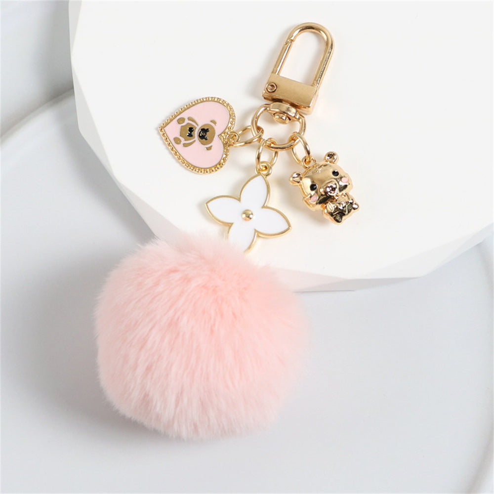 Wholesale Heart Bear Fur Ball Keychain Creative Pom Pom ACC-KC-KaWu005