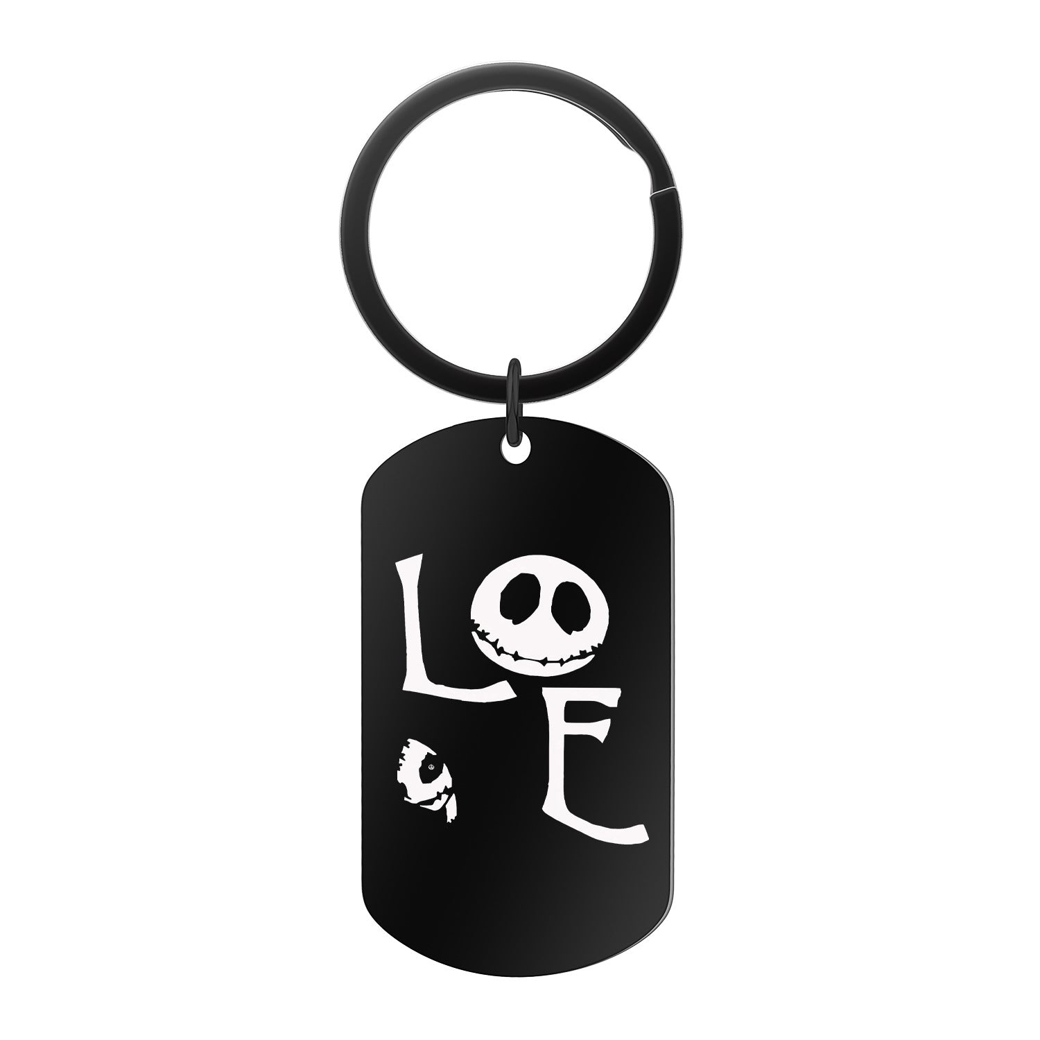 Wholesale  horror black stainless steel cartoon lettering keychain