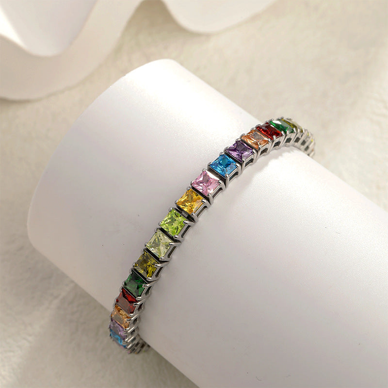 Wholesale  Titanium Steel Colorful Zircon Bracelet