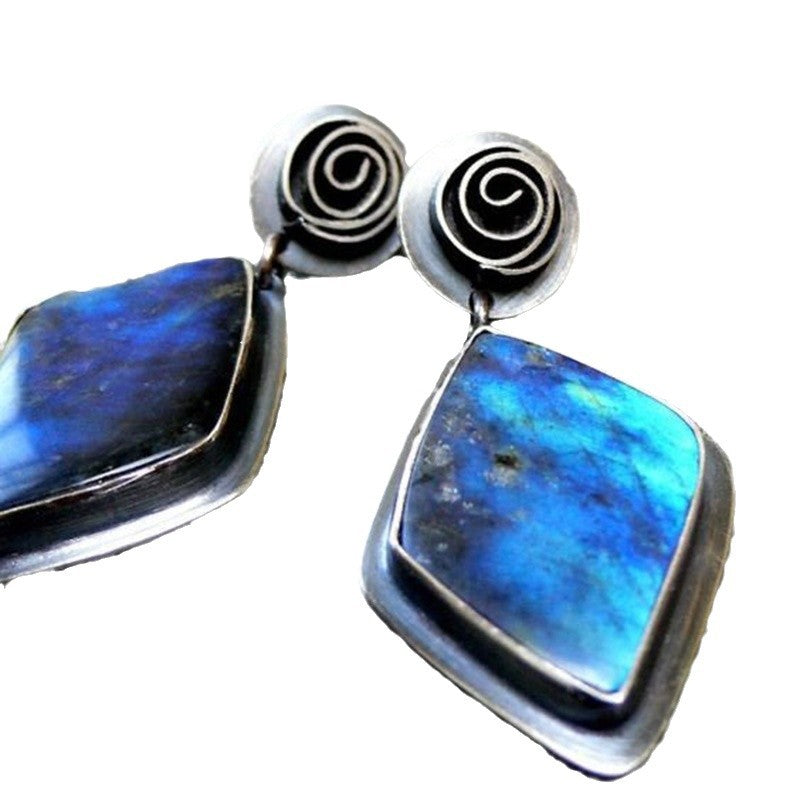 Wholesale  Creative Geometric Ocean Blue Enamel Earrings