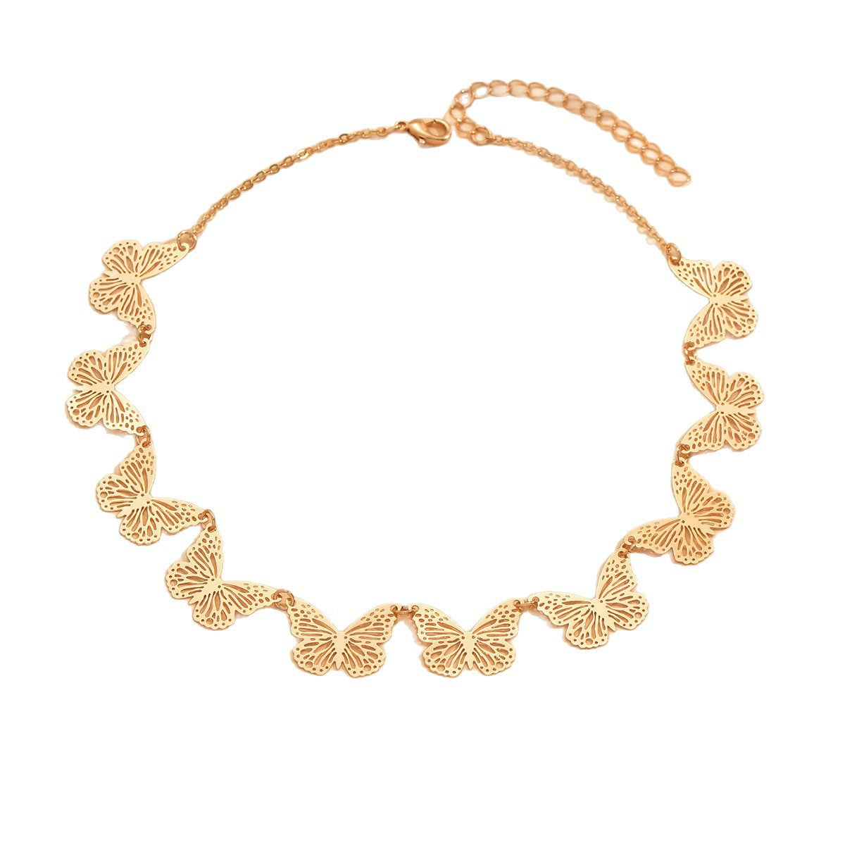 Wholesale simple hollow butterfly gold-plated necklace