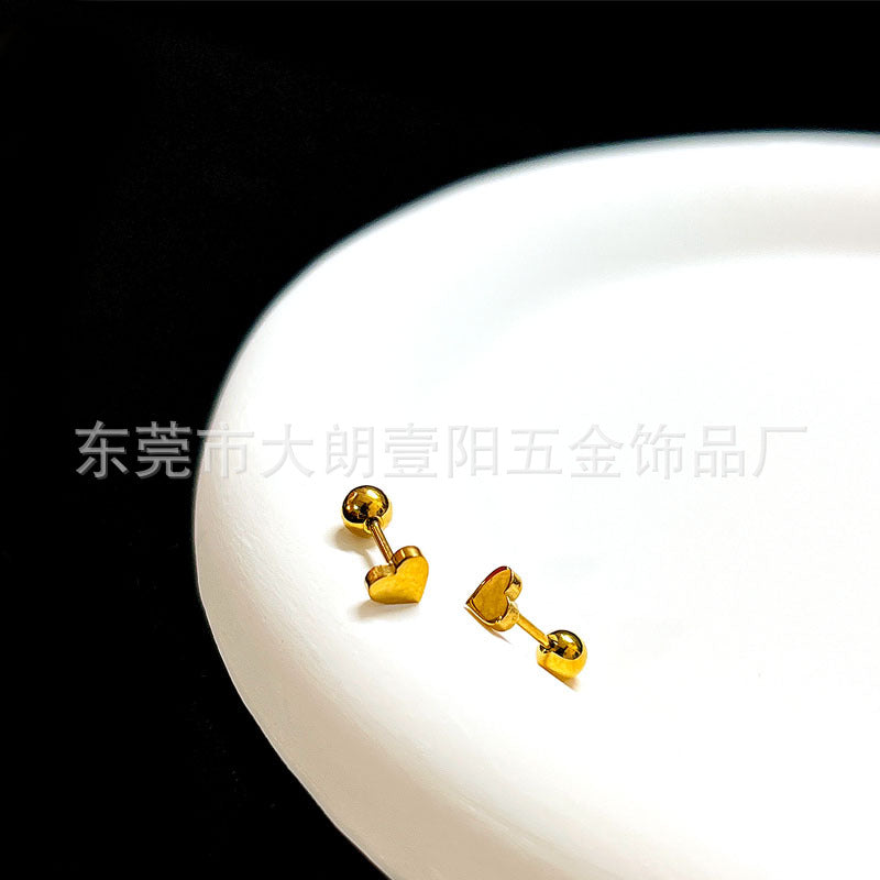 Wholesale Titanium Steel Stylish Heart  Star Screw-Back Cartilage Stud