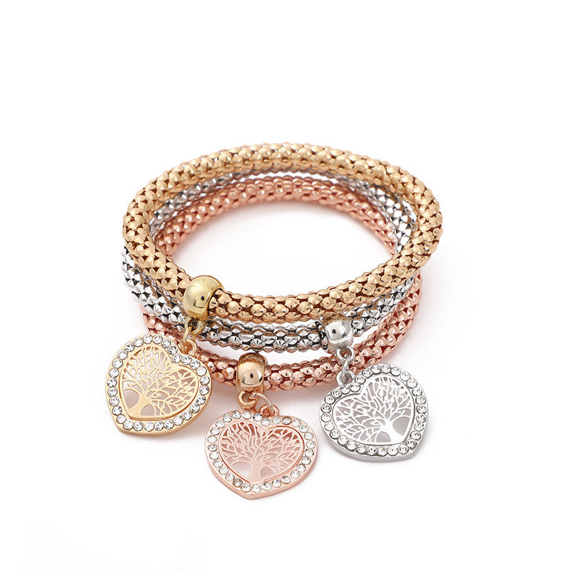 Wholesale Three Color Set Corn Chain Diamond Elephant Pendant Bracelet Layered Bracelet Set ACC-BT-Ditong003
