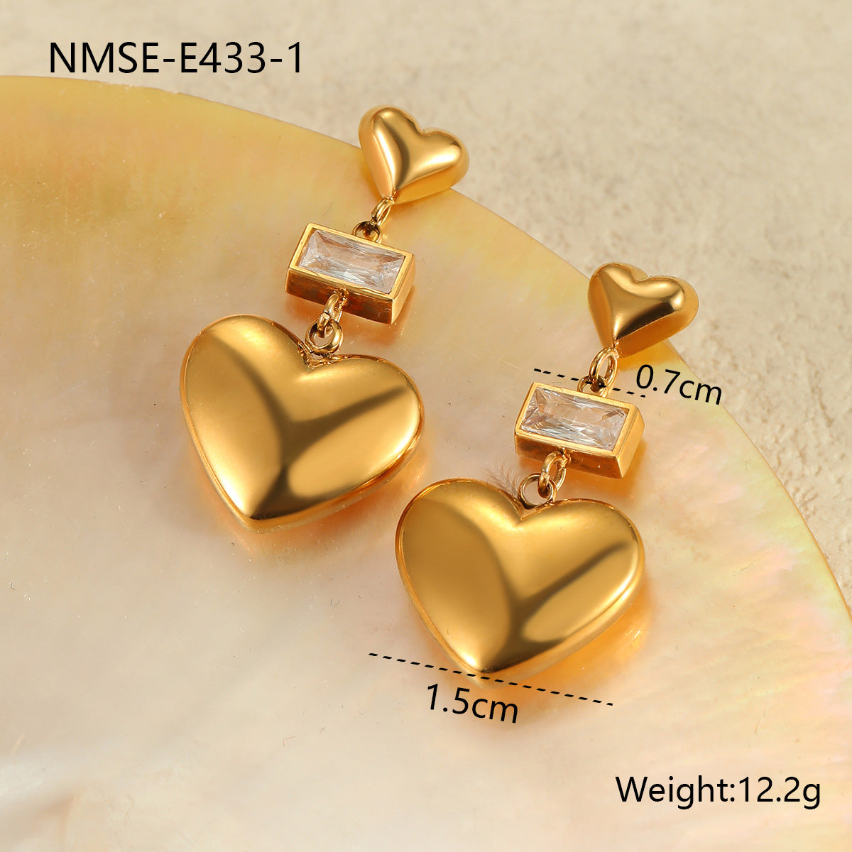 Wholesale Heart Earrings Stainless Steel Plated 18K Gold Earrings