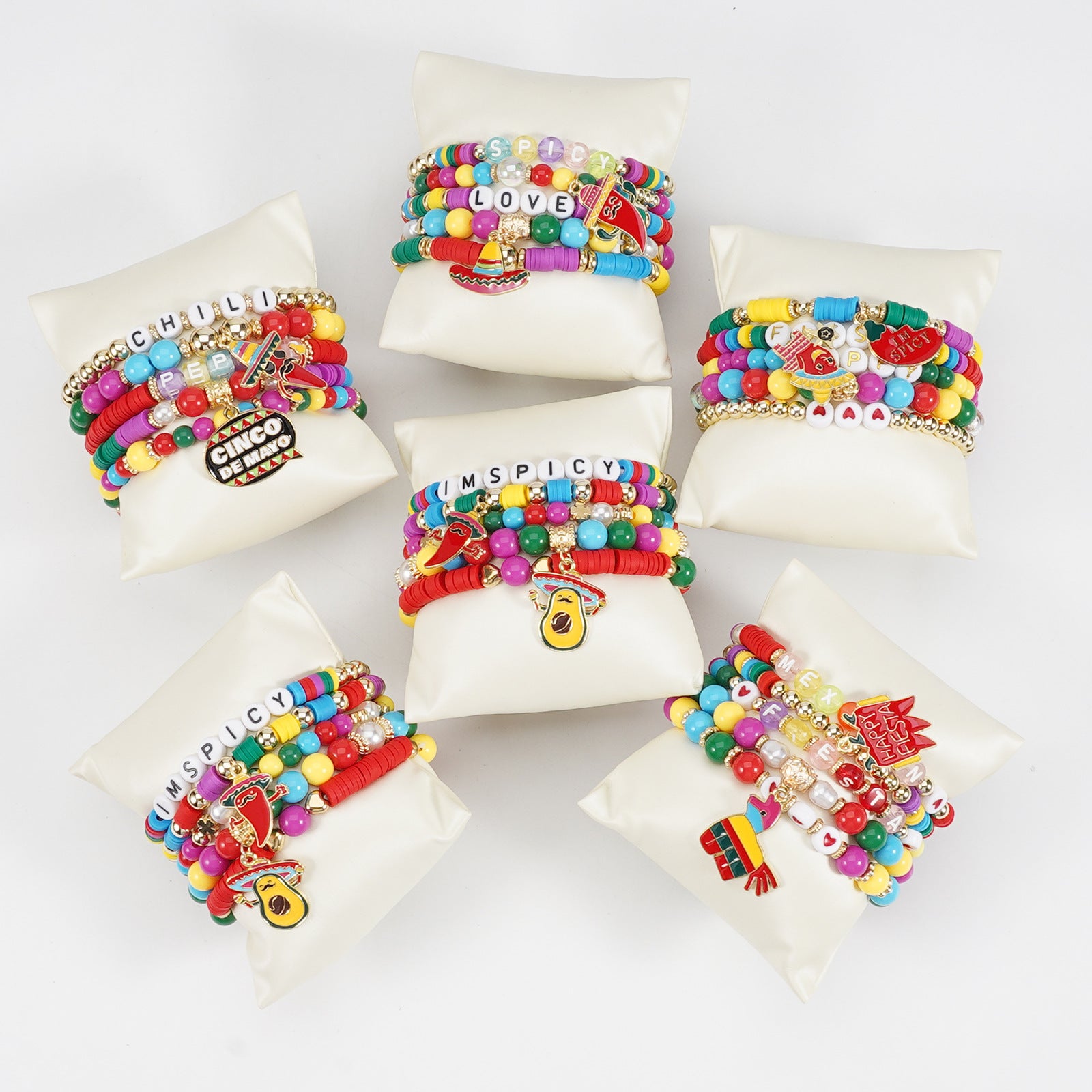 Wholesale Mexican Chili Festival Bracelet Cinco De Mayo Mexican Festival Party Beaded Stretch Bracelet