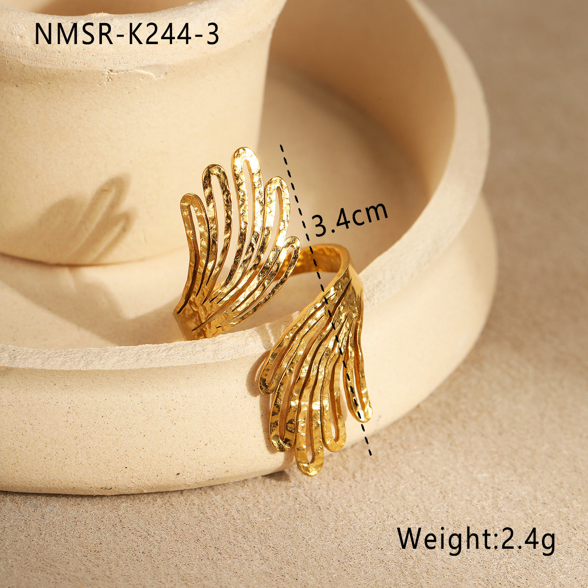 Wholesale  multi-layer hollow line stainless steel ring plating 18K gold open ring