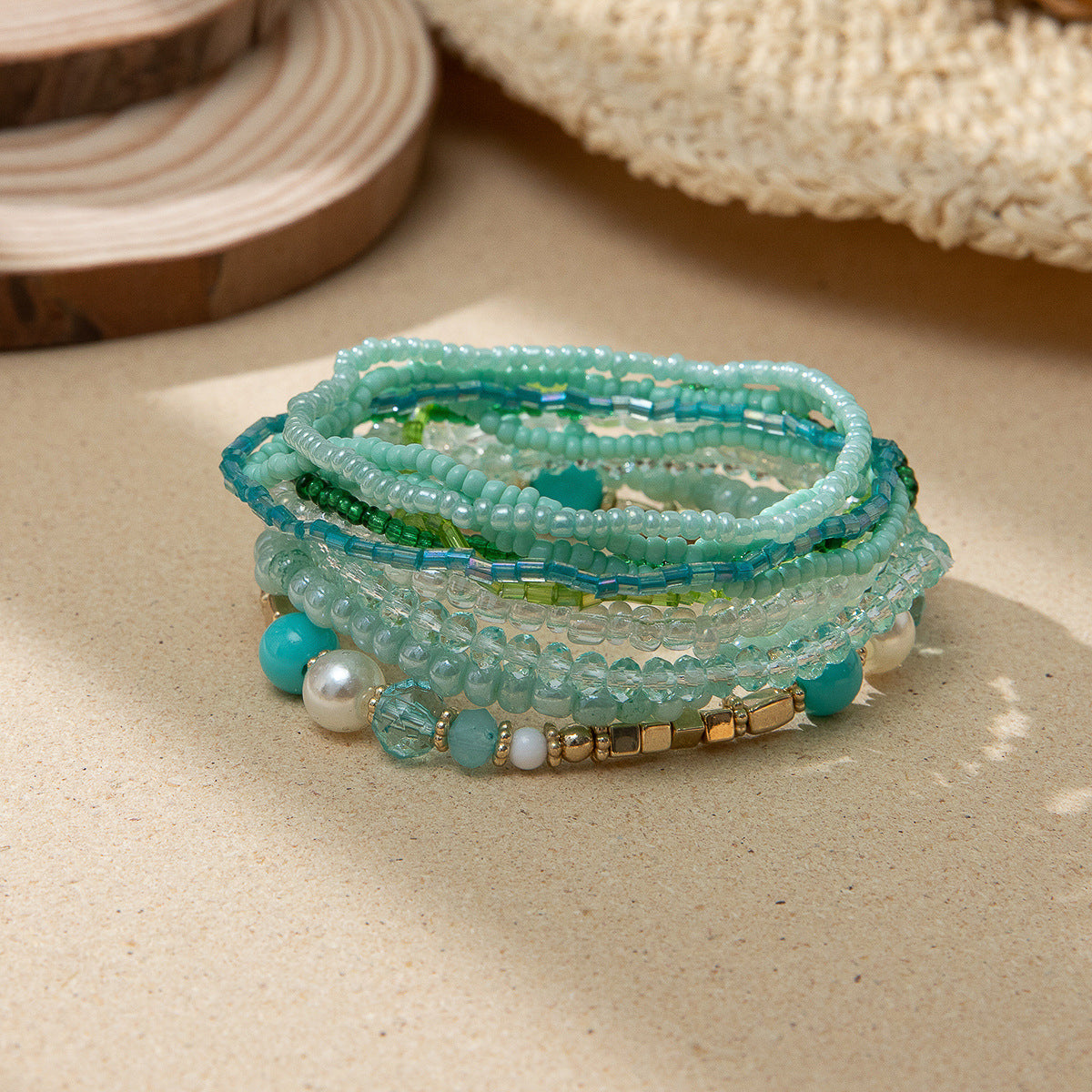 Wholesale Bohemian Stacked Glass Rice Bead Stretch Bracelet