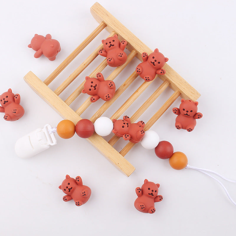 Wholesale 5pcs Animal Bear Silicone Beads Focal Beads DIY Bead Accessories ACC-BDS-GuangTian049