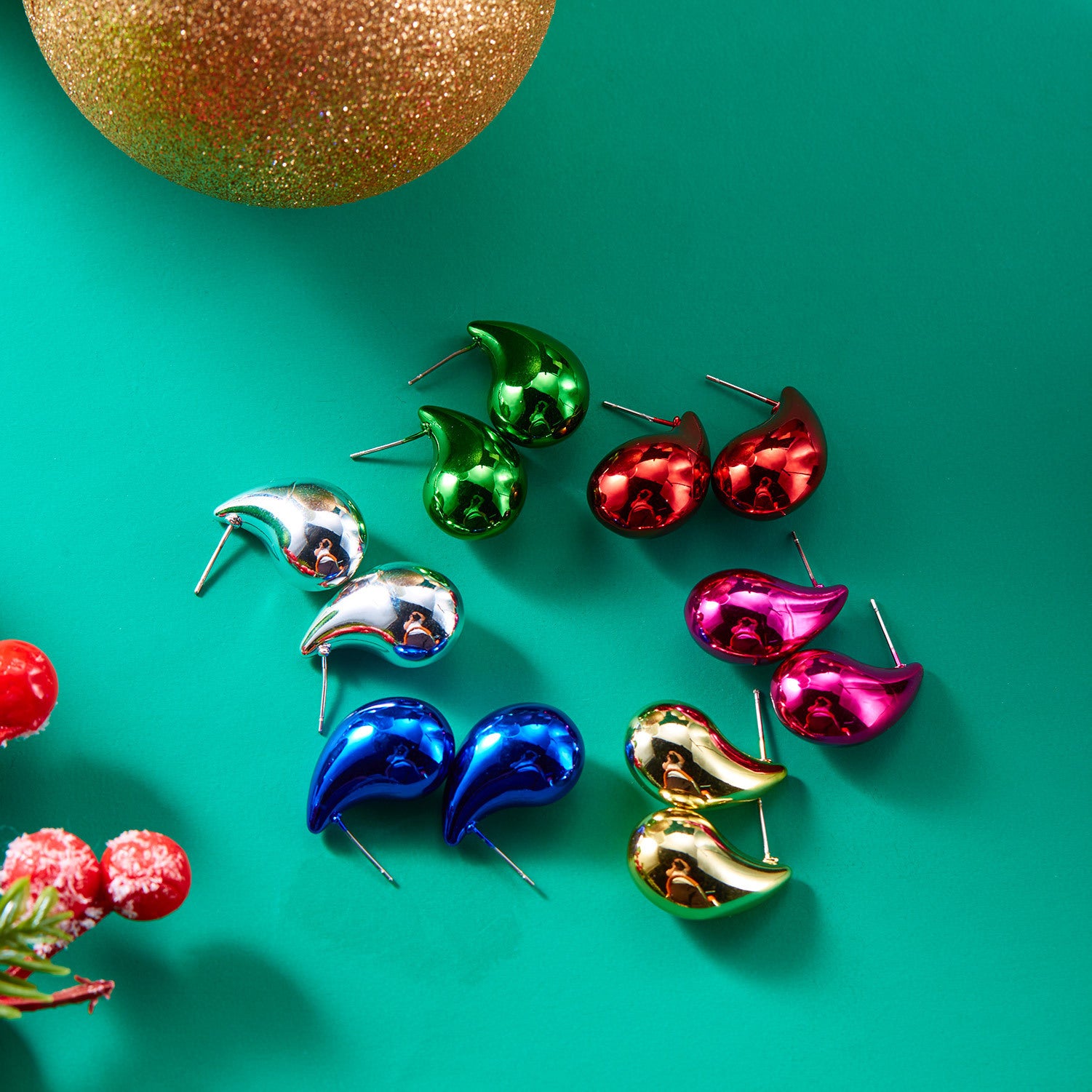 Wholesale Christmas Color Water Drop Alloy Earrings ACC-ES-YingHao003