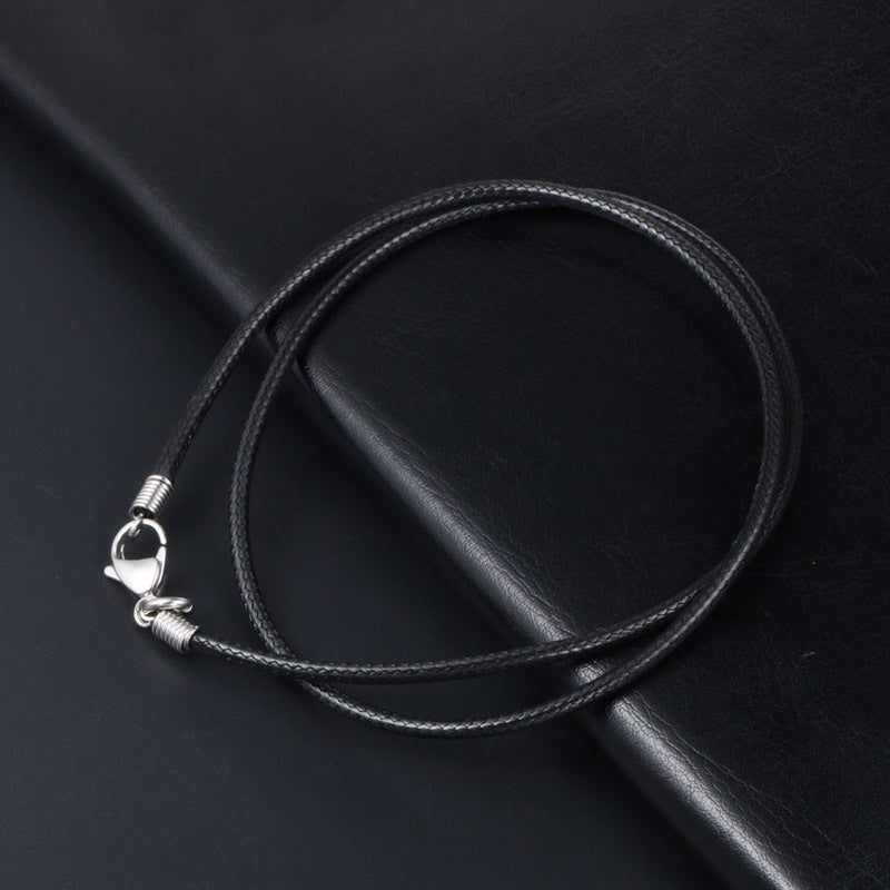 Wholesale Titanium Steel Buckle Simple Black Braided Linen Wax Rope Necklaces ACC-NE-Yixin006
