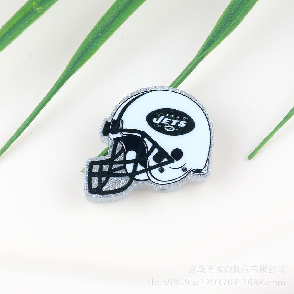 Wholesale 5pcs Acrylic Rugby Straight Hole Cartoon Beads