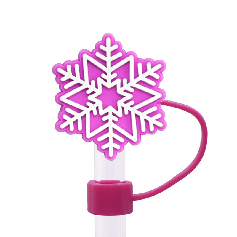 Wholesale Random 100pcs Snowflake Series 8/10mm PVC Soft Straw Tube Cap