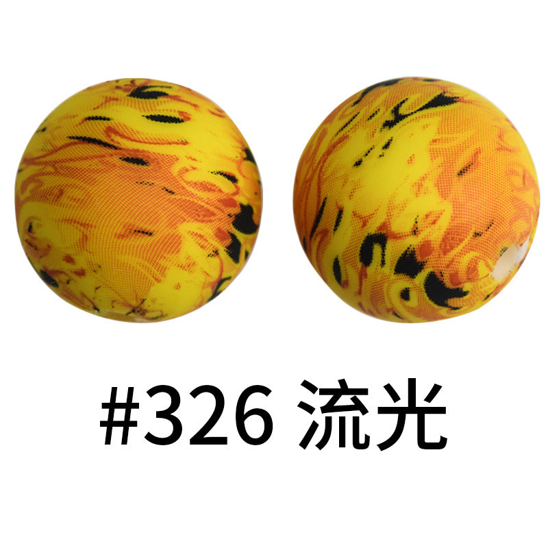 Wholesale 50pcs 15mm Western Style Leopard Skull Color Aztec Printed Silicone Balls Beads ACC-BDS-HeSheng004