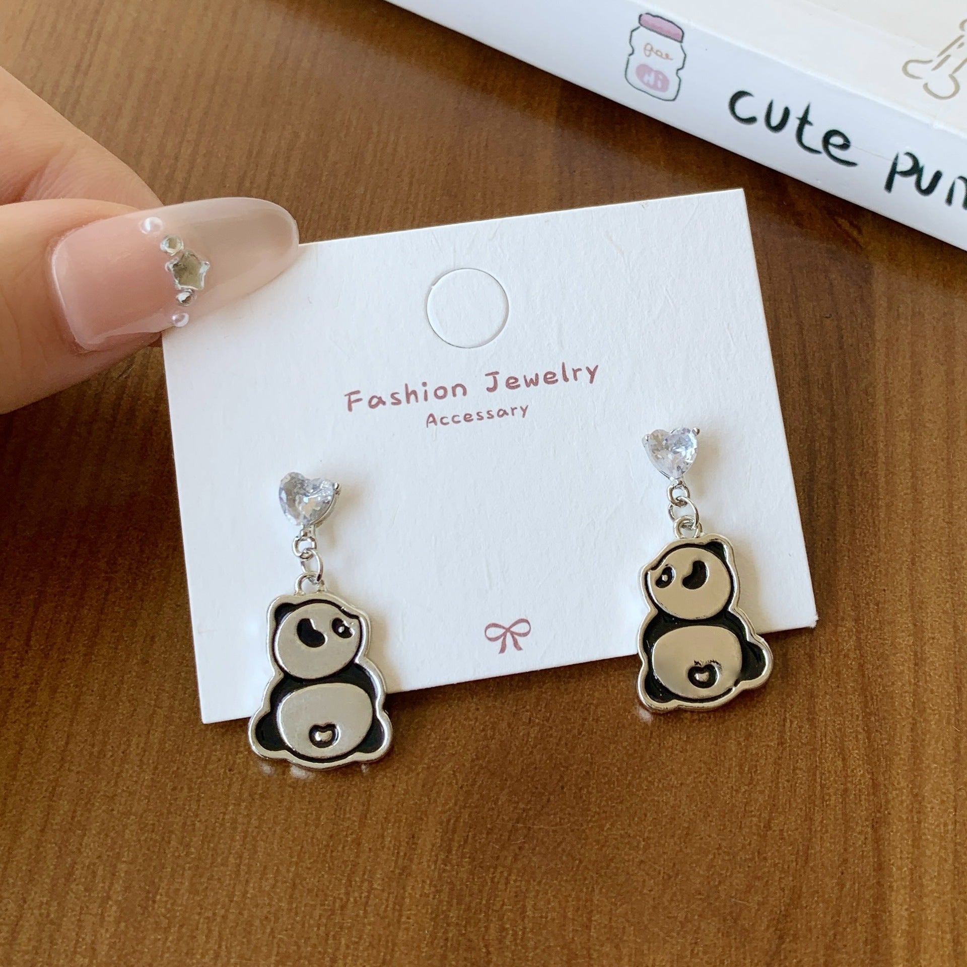 Wholesale Silver Cat Fishing Earrings Silver Needle,   Cartoon Oil Drop Puppy Design Stud Earrings