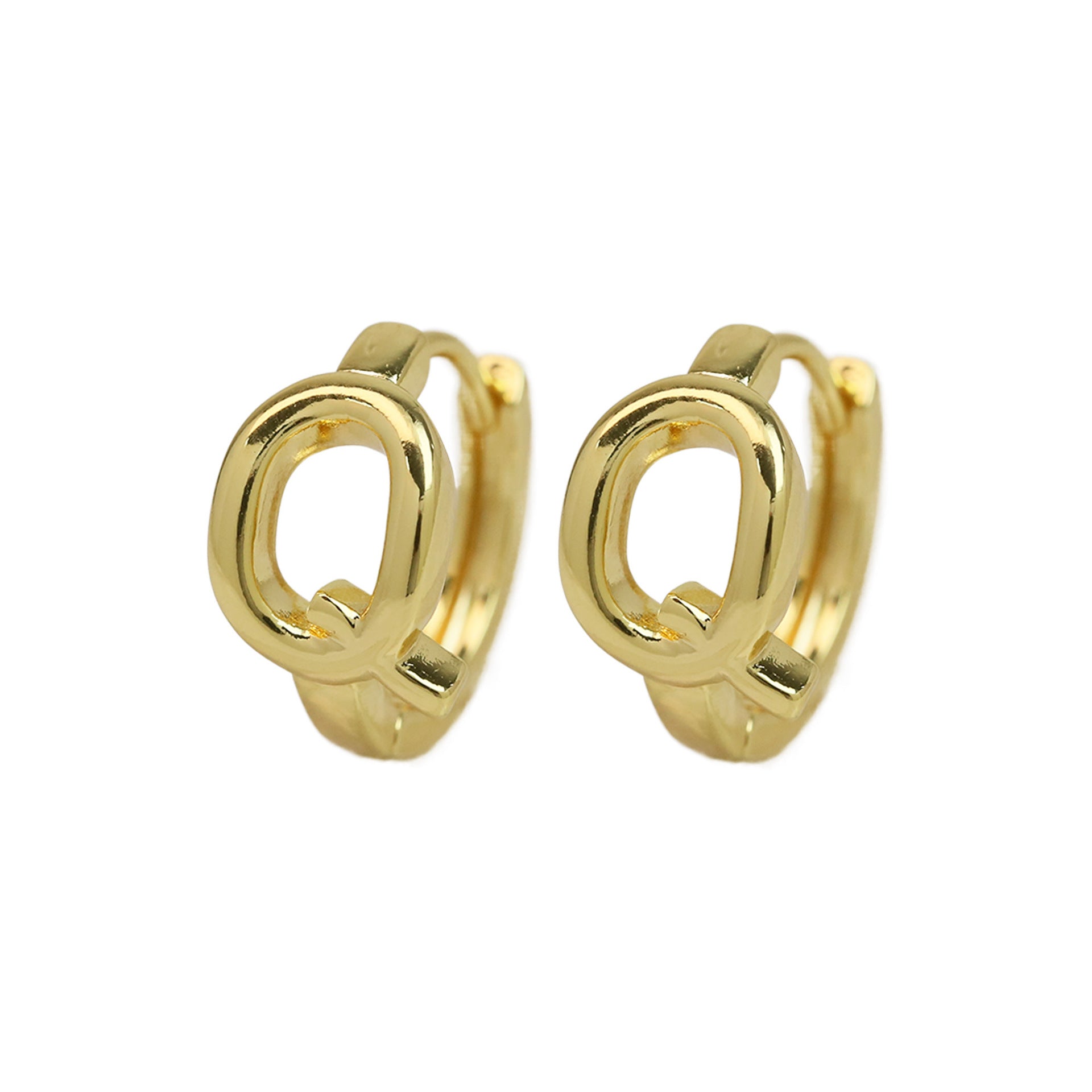 Wholesale 18k gold high-polished brass simple style 26 English letters earrings
