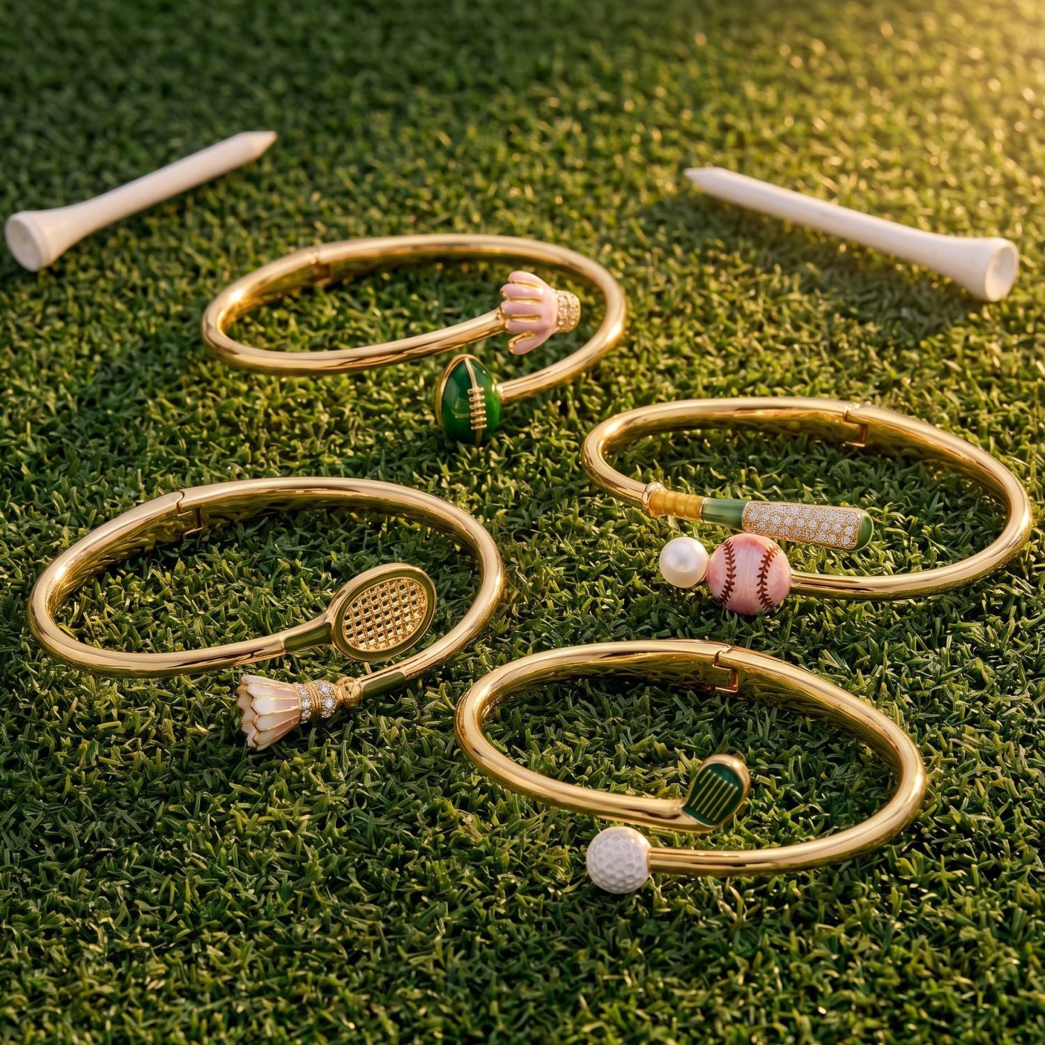 Wholesale Women S Sports Themed Gold Tone Stainless Steel Bracelet With Ball Club Charms Stylish Everyday Jewelry Great For Anniversary Gifts