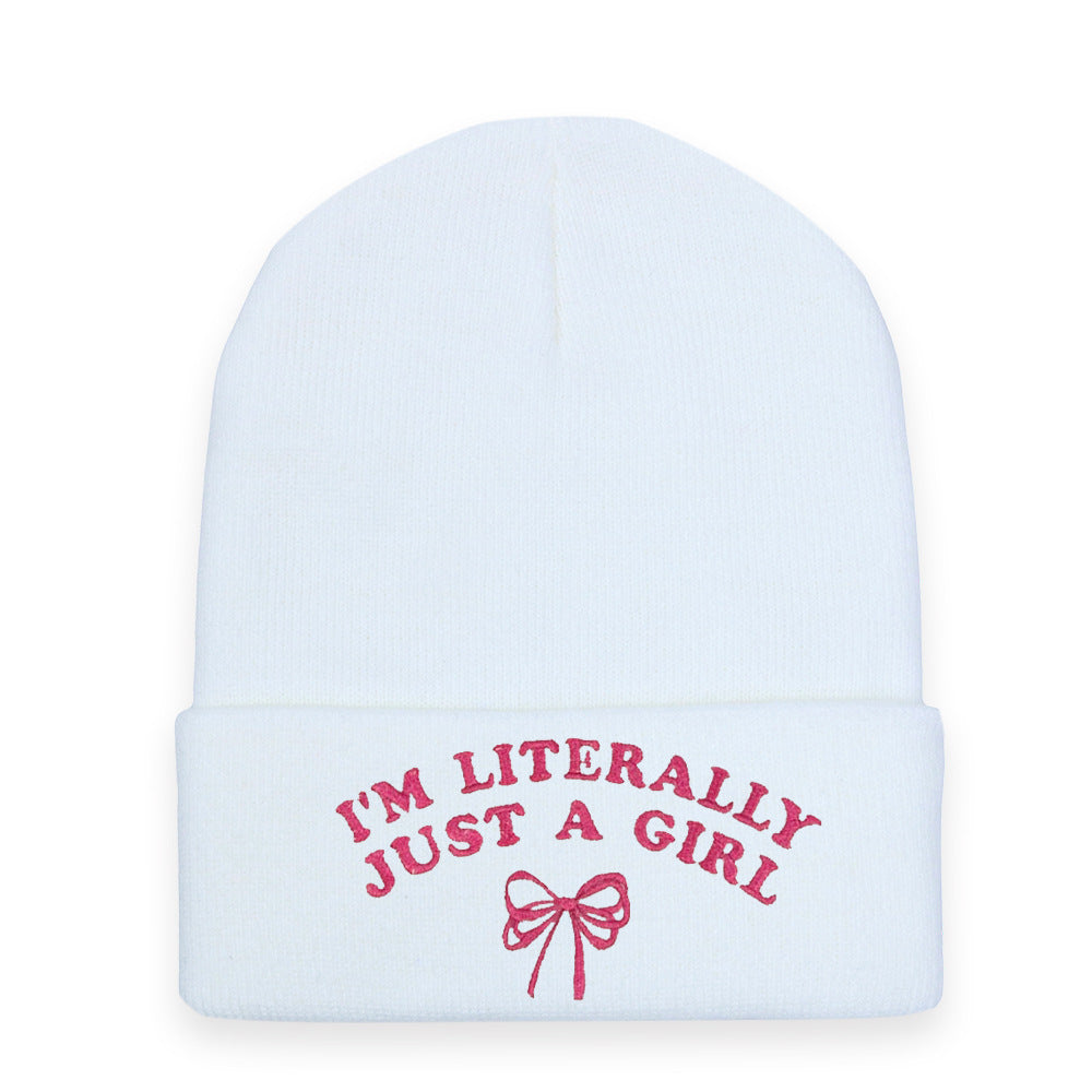Wholesale Letter Bow Knitted Hat Warm Embroidered Wool Hat ACC-HT-HaiPu037