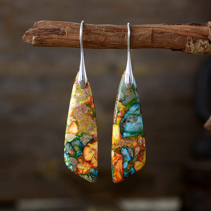 Wholesale bohemian natural stone pendant earrings