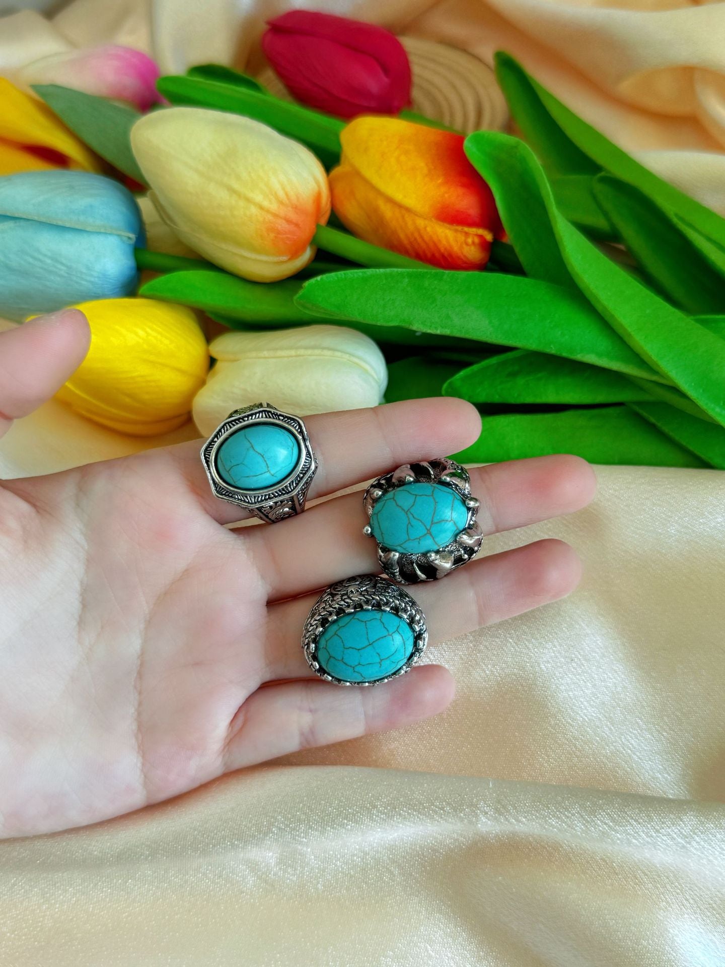 Wholesale  Inlaid Green Turquoise Ring