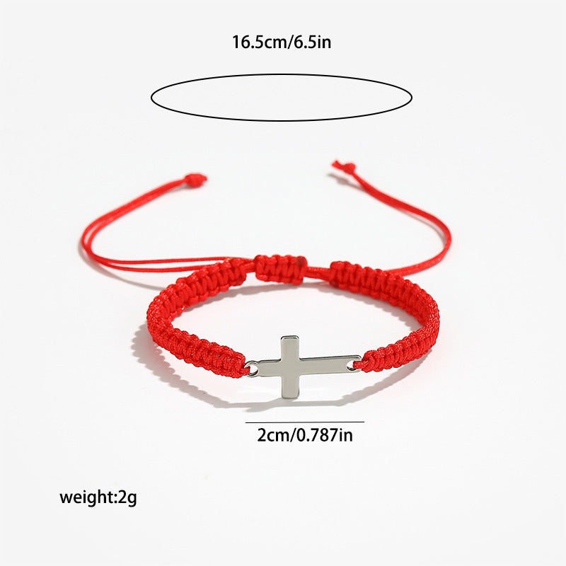 Wholesale  Stainless Steel Cross Hand-woven Bracelet