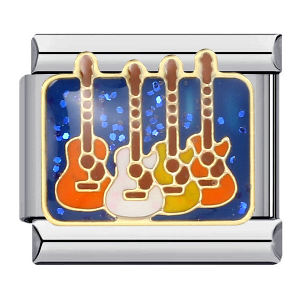 Modello di saldatura in acciaio al titanio all'ingrosso Bracciale con modulo italiano Charms a goccia d'olio placcato oro