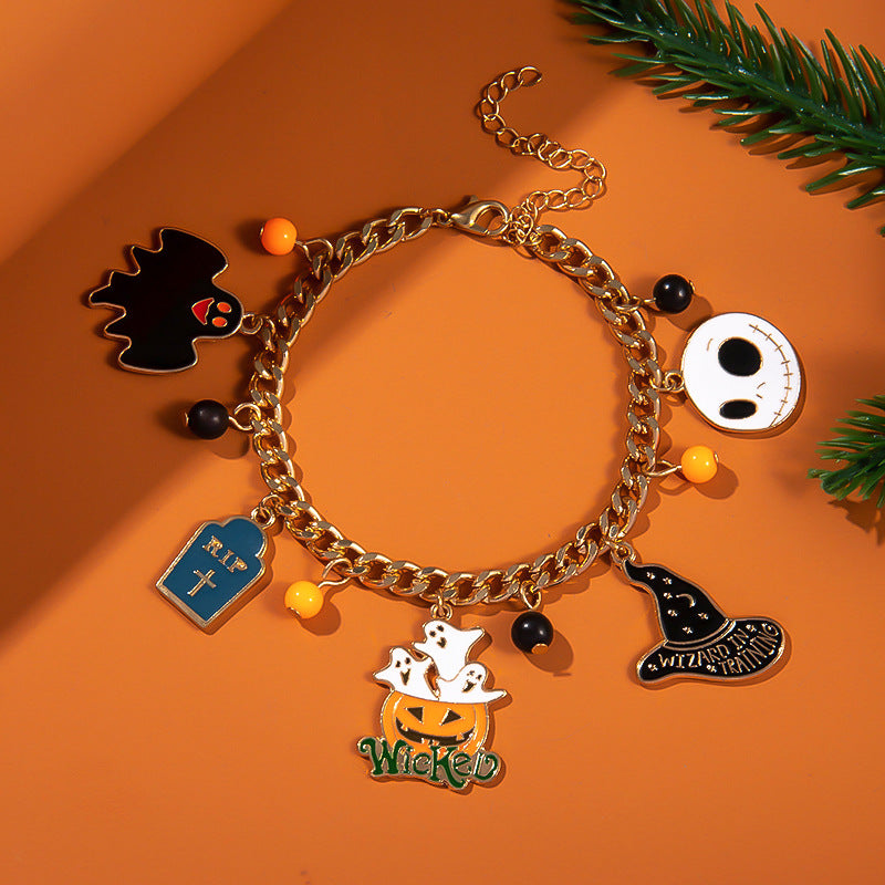 Wholesale  Funny Ghost Pumpkin Bracelet Alloy Electroplating Party Jewelry