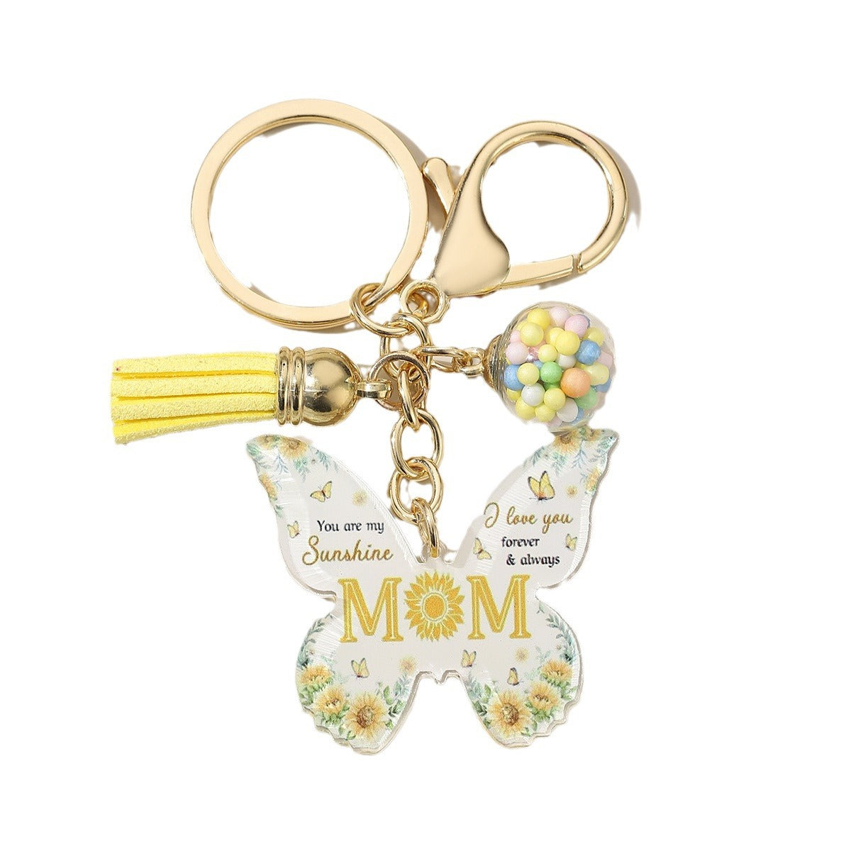 Wholesale Ladies MOM Acrylic Butterfly Color Print Heart Keychain Charm Mother's Day Gift Keychain Women's Hand ACC-KC-HuiWen004