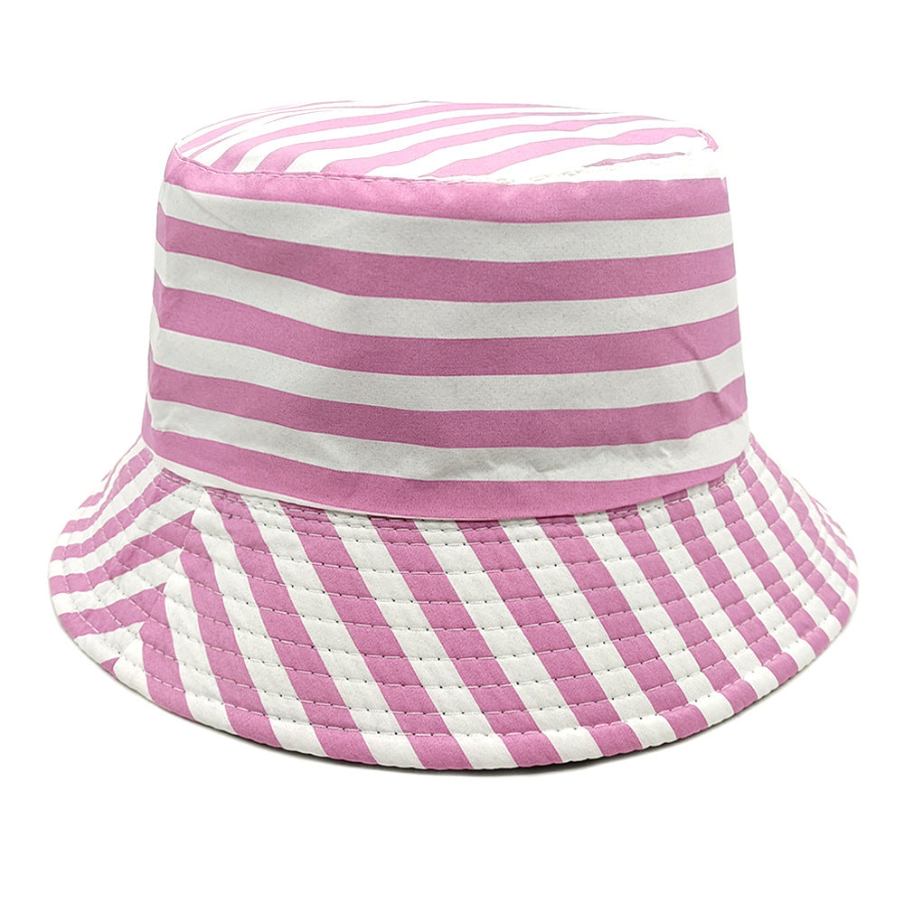 Wholesale Striped Printed Simple Outdoor Sunscreen Hat Bucket Hat