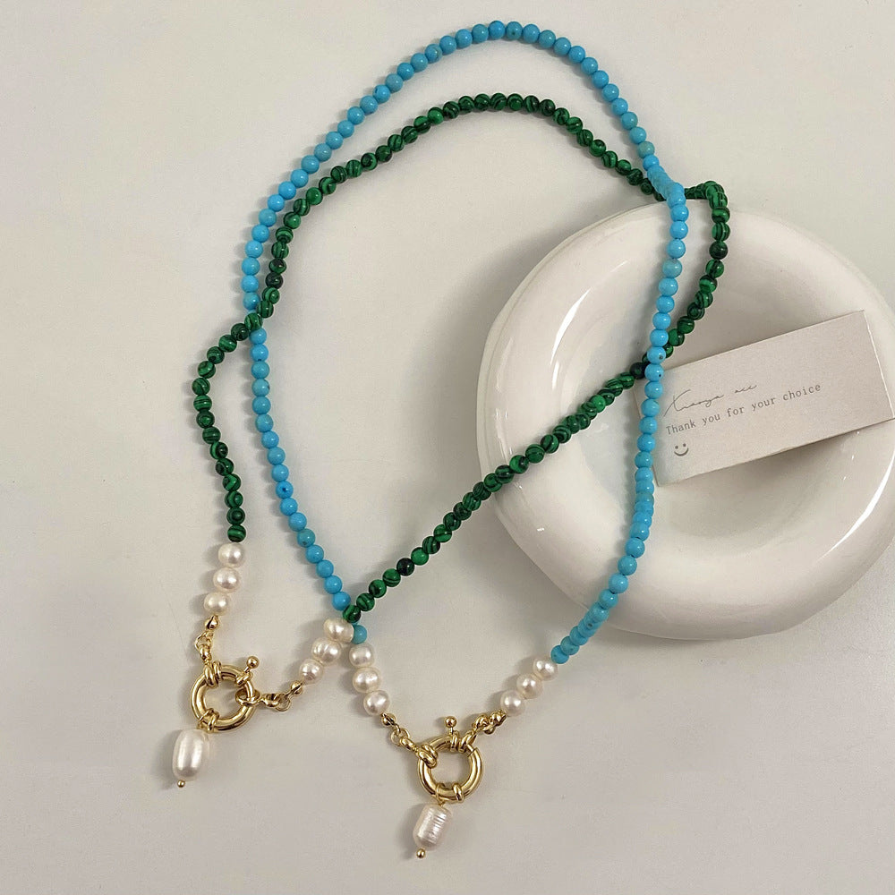 Wholesale Natural freshwater pearl turquoise necklace