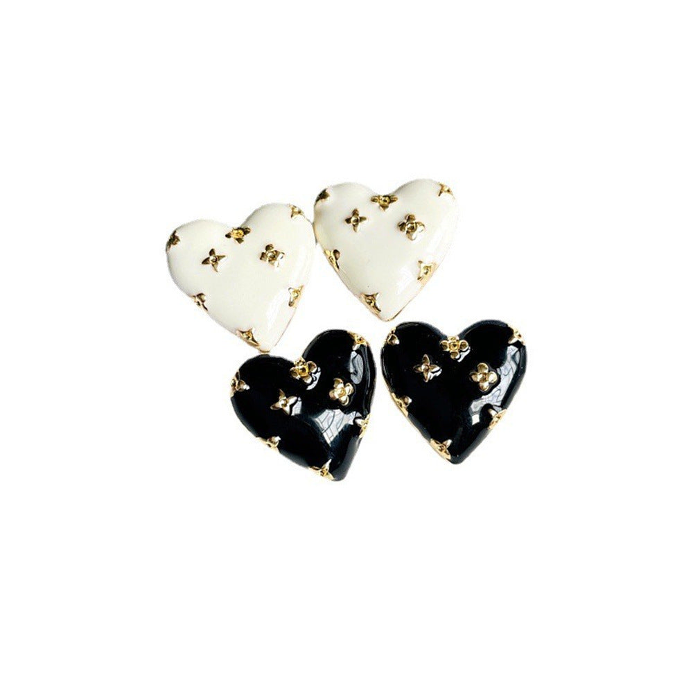 Wholesale Heart Shape Enamel Earrings,  Floral Love Design Drip Oil Finish,  Trendy Boutique Jewelry for Party Gift