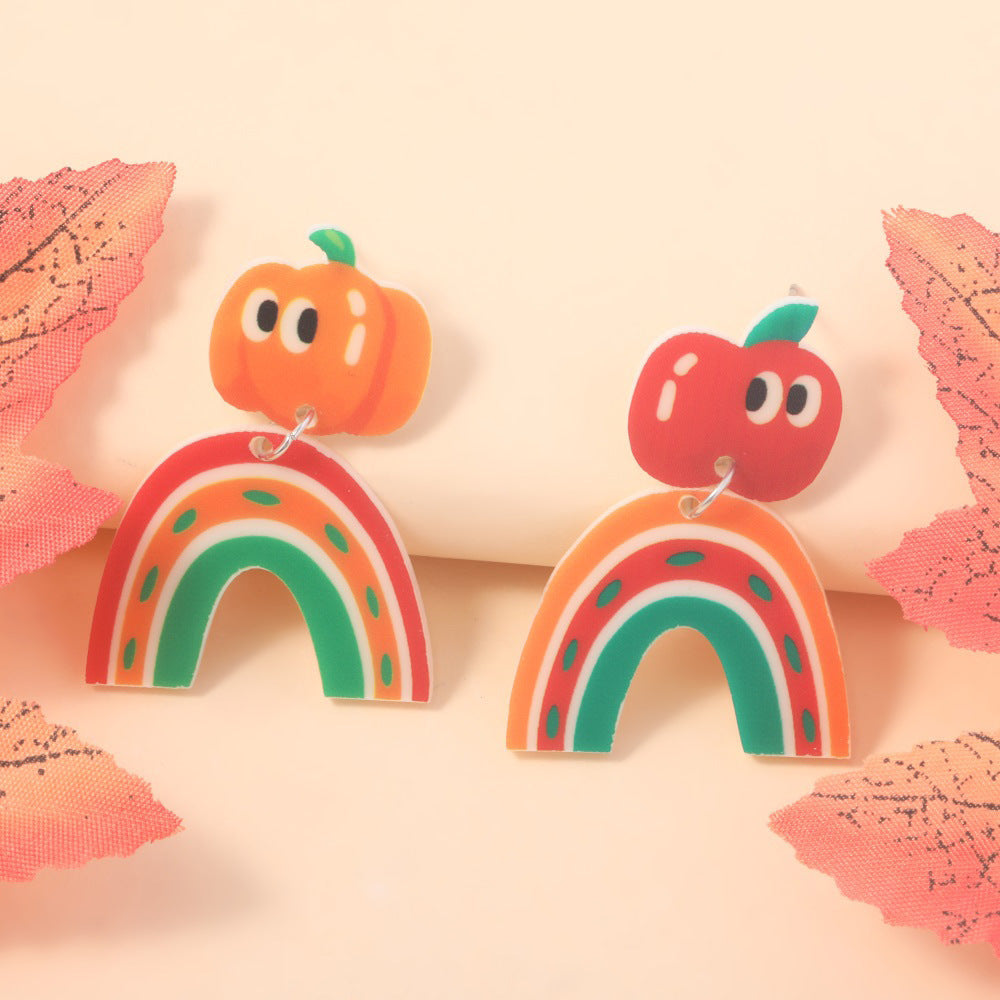 Wholesale  acrylic earrings personality Thanksgiving pumpkin pie earrings