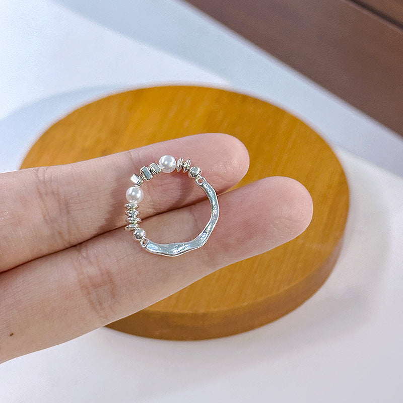 Wholesale Irregular Broken Silver Pearl Ring
