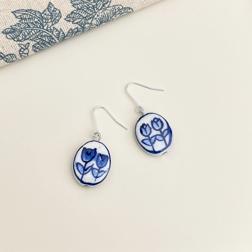 Wholesale Blue and white porcelain series earrings