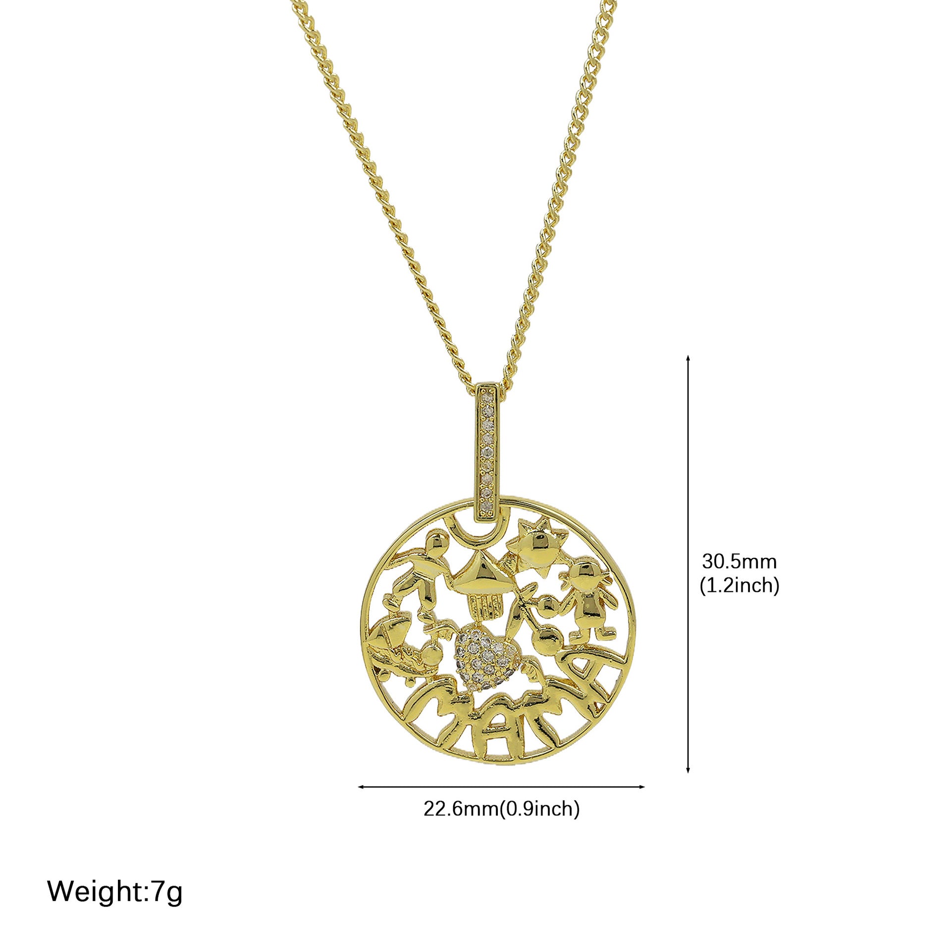 Wholesale Niche Design Brass Mother' s Day Mom mama/ mom Element Pendant Women' s Clavicle Chain Necklace