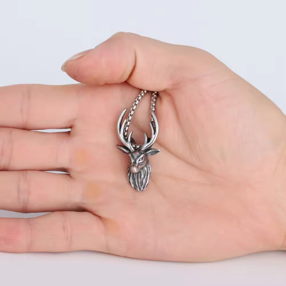 Wholesale Vintage Stainless Steel Christmas Deer Antler Long Necklaces ACC-NE-Panci001