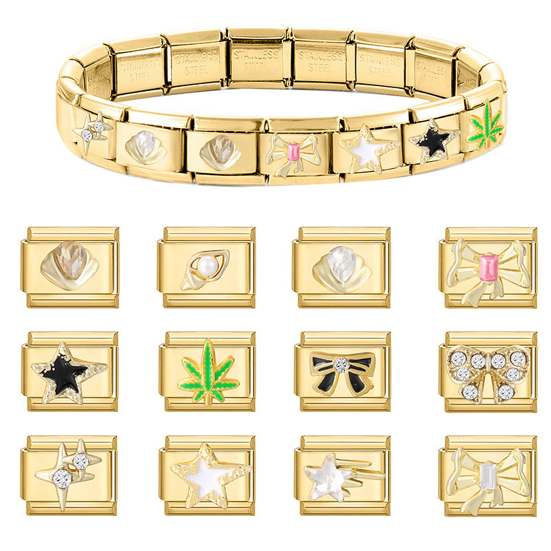 Wholesale 9mm Italian Charm Starter Bracelets DIY square Single Section Creative Stainless Steel Composable Bracelet