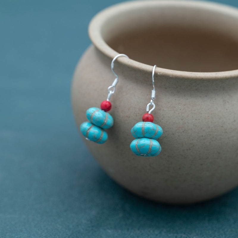 Wholesale Mixed Material Turquoise Earrings Ethnic Style Jewelry Accessory for Boutique Resale