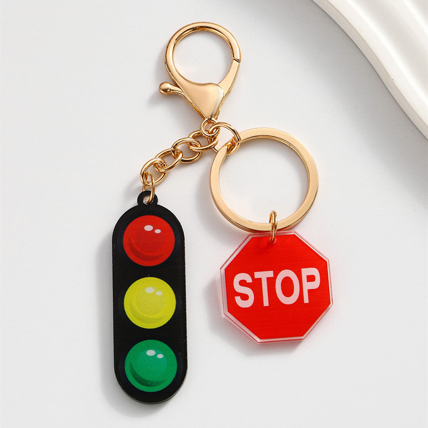 Wholesale Acrylic Car Bus Traffic Light Keychain