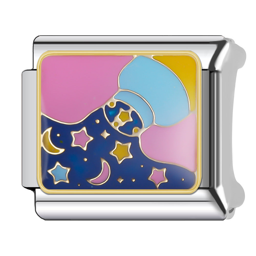 Wholesale Italian Charm Bracelet 9mm DIY Splicing Stainless Steel Goodnight Series Cartoon Composable Bracelet