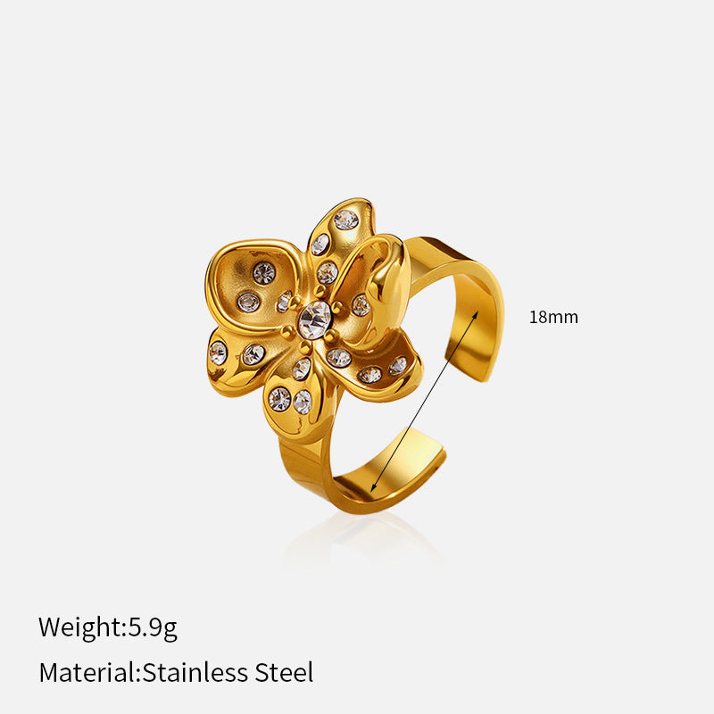 Wholesale stainless steel flower-patterned ring