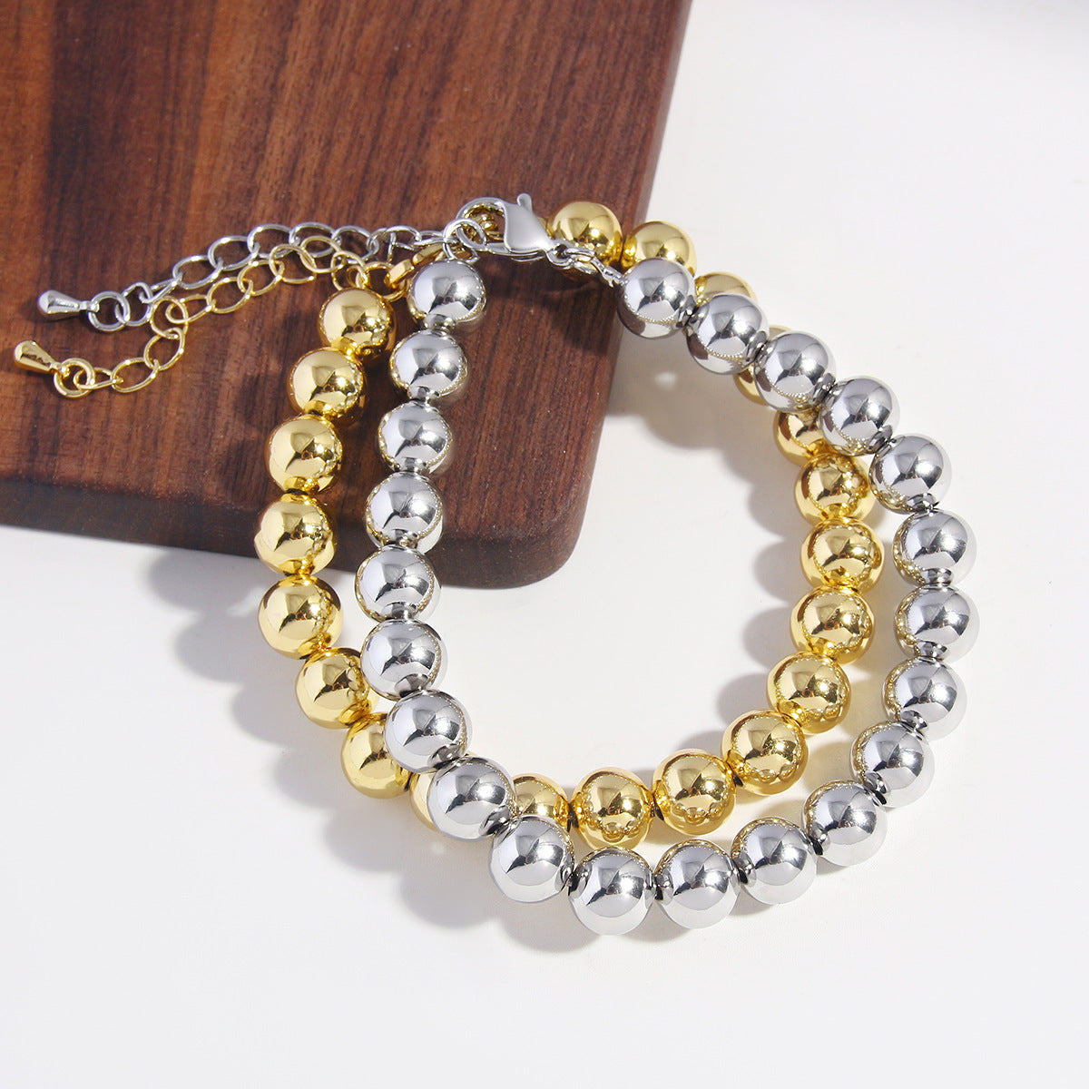 Wholesale Geometric Metal Hollow Beads Copper Bracelet ACC-BT-HongMing003