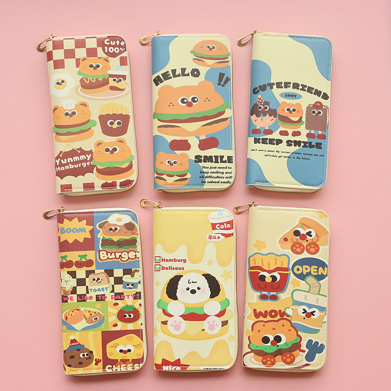 Wholesale Cute Cartoon Hamburger Pattern Long Zipper Wallet ACC-WT-Jumei001